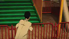 Woman falls over railing