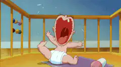 Baby with giant mouth screaming