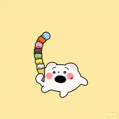 cute white bear holding tall ice cream