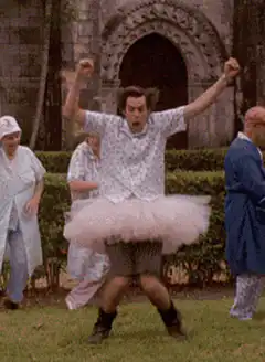Jim Carrey in a tutu celebrating