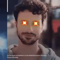 Man with glowing eyes Bitcoin meme