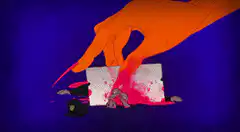 Orange demon smoking cigarette