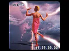 Woman in pink dress with lightning