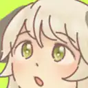 Anime girl with green eyes looking surprised