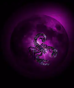 glittering scorpion on purple moon