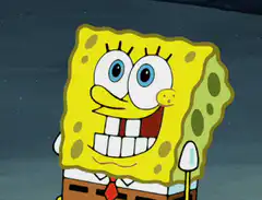 SpongeBob behind bars smiling