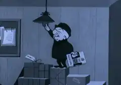 Santa Claus fixes lightbulb