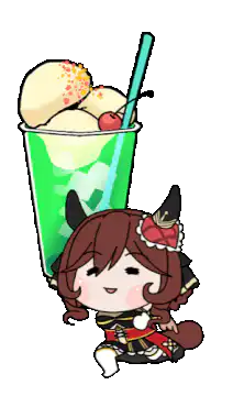 chibi character with giant drink