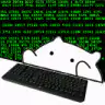 Android mascot typing on keyboard