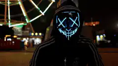 glowing led mask at night