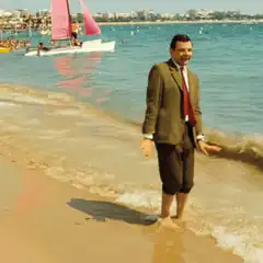 Mr. Bean on the beach