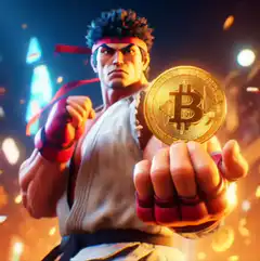 Ryu holding a Bitcoin coin