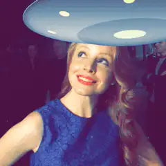 Woman looks up at UFO