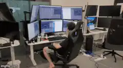 guy spinning in office chair
