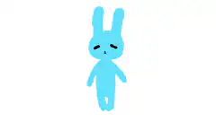 Blue rabbit falls and melts