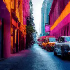 neon cyberpunk city street loop