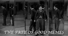 Charlie Chaplin in the funhouse mirrors