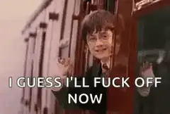 Harry Potter waves goodbye from train