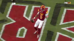 Washington Football Team player celebrates in end zone