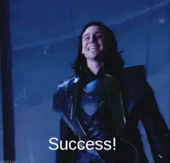 Loki celebrating success