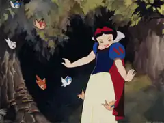 Snow White singing with birds