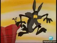Wile E. Coyote falls off cliff