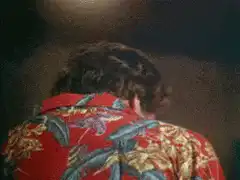 Tom Selleck turns around in Hawaiian shirt