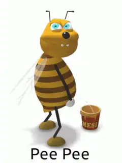 Bee peeing into a cup