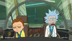 Rick and Morty crying in the spaceship