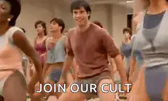 Man in aerobics class join our cult