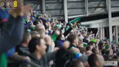 Crowd of fans cheering in stadium