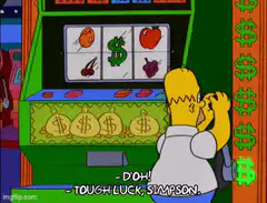 Bart Simpson plays slot machine