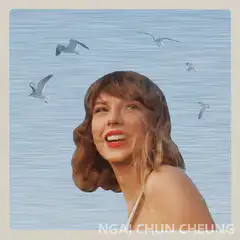 Taylor Swift smiling with seagulls