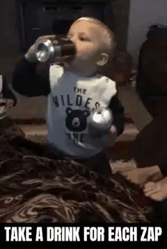 Baby drinking two cans at once