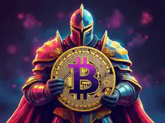 Knight holding Bitcoin coin
