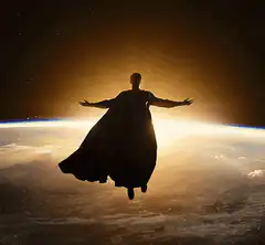 Superman flying over Earth
