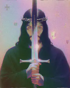 Jesus Christ holding a sword