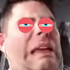 man with red eyes crying