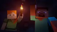 Steve and Alex holding a torch