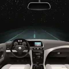 car driving through space