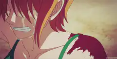 Nami stabs Luffy with a knife