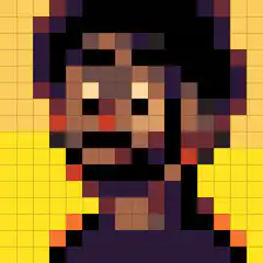 pixel art character with red scarf