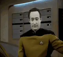 Data laughing hysterically