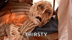 Thirsty alien lying down