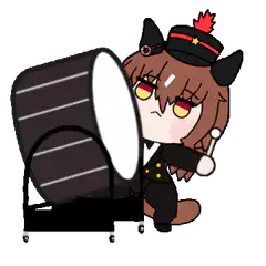 Chibi girl playing a large drum