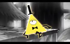 Bill Cipher dancing with blue flame