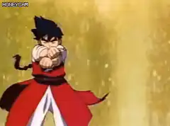 Goku charges Kamehameha against Lord Slug