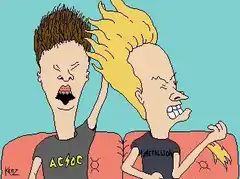 AC/DC and Metallica fans headbanging
