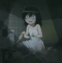 anime girl in bathroom with toilet paper