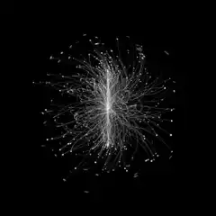 White particle explosion on black background